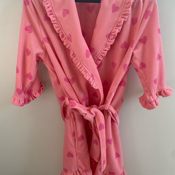 Betsey Johnson Robe hearts orange pink ruffle frills cute y2k bathrobe soft - Picture 1 of 6